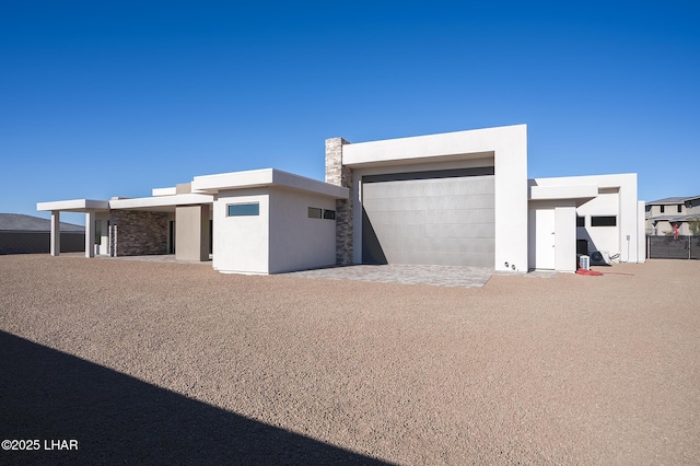 exterior space with a garage