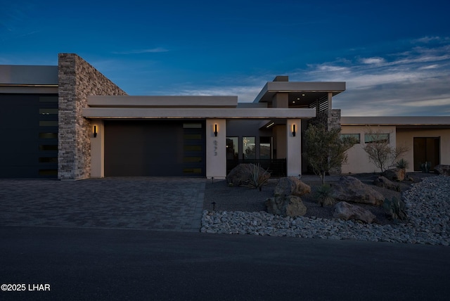 contemporary home with a garage