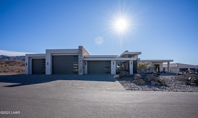 contemporary home featuring a garage