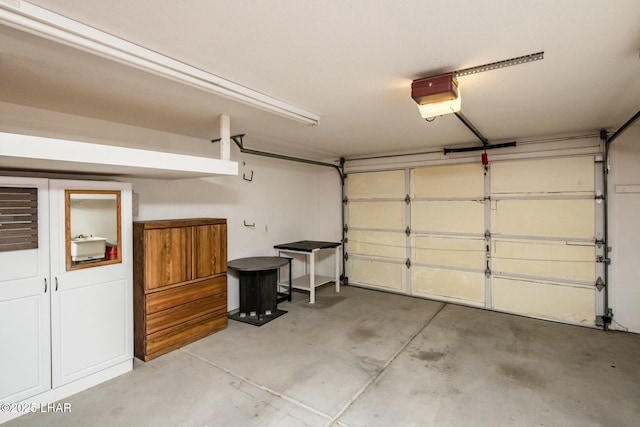 garage with a garage door opener