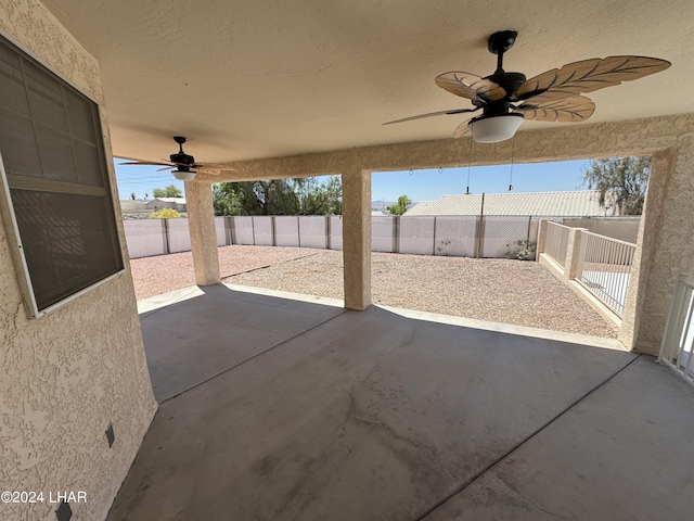 view of patio / terrace featuring ceiling fan