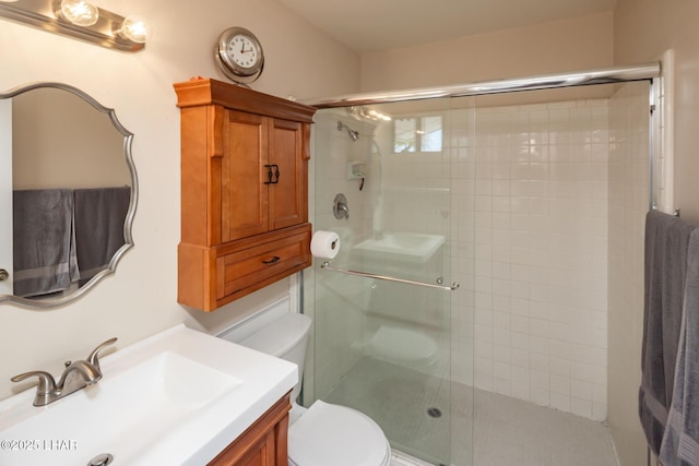 2593 Tradewind Dr, Lake Havasu City, AZ 86403 - bathroom with toilet, a shower stall, and vanity