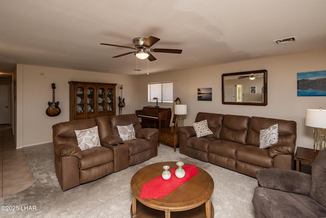 2593 Tradewind Dr, Lake Havasu City, AZ 86403 - carpeted living room featuring a ceiling fan