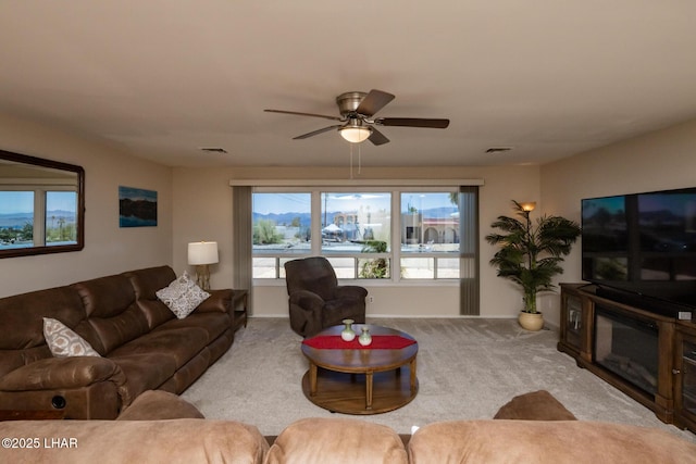 2593 Tradewind Dr, Lake Havasu City, AZ 86403 - carpeted living area with a ceiling fan