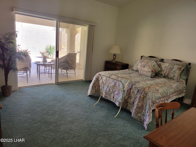 bedroom with carpet floors and access to outside