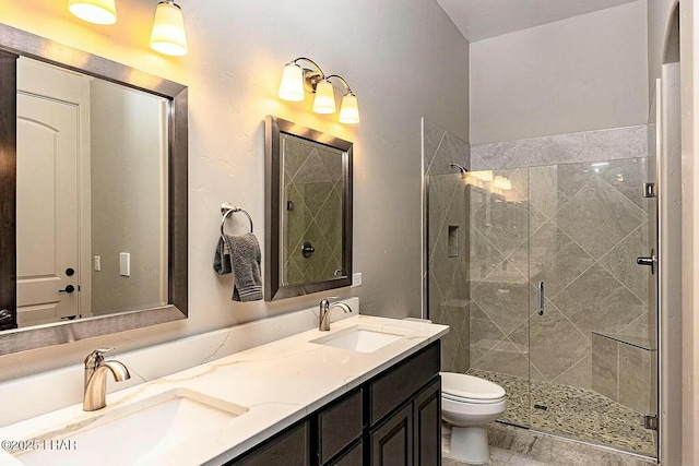 4718 N Banyan Ct, Lake Havasu City, AZ 86404 - bathroom featuring double vanity, a sink, toilet, and a shower stall