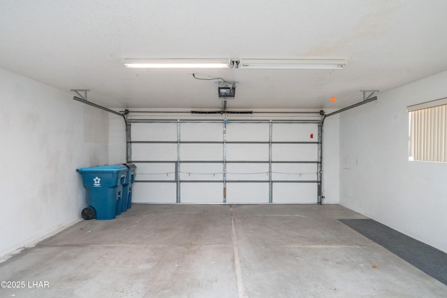 garage with a garage door opener