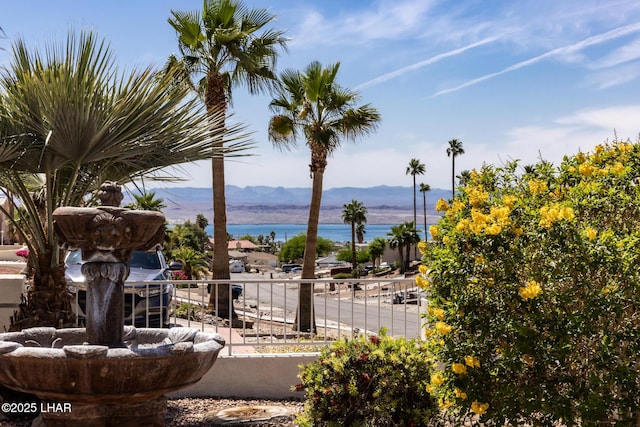 property view of water featuring a mountain view