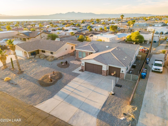 view of aerial view at dusk