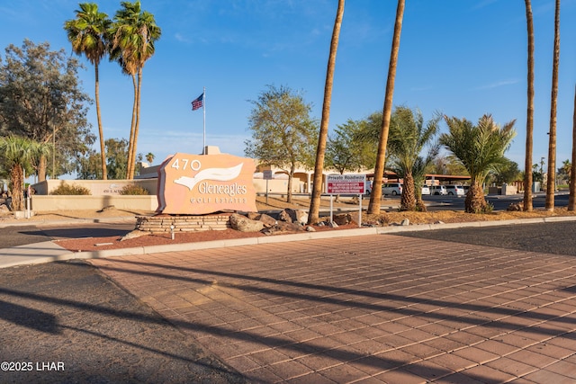 view of community sign