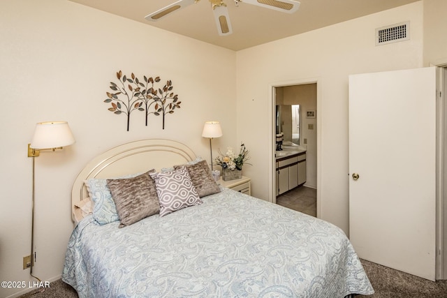 bedroom featuring carpet and ensuite bathroom