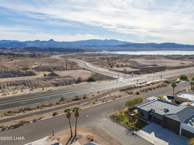 bird's eye view with a mountain view