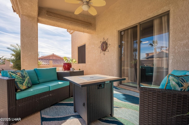 view of patio / terrace featuring an outdoor hangout area and ceiling fan