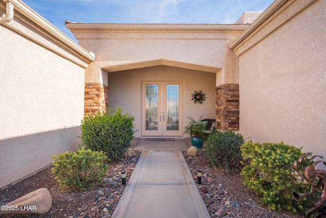 doorway to property with french doors