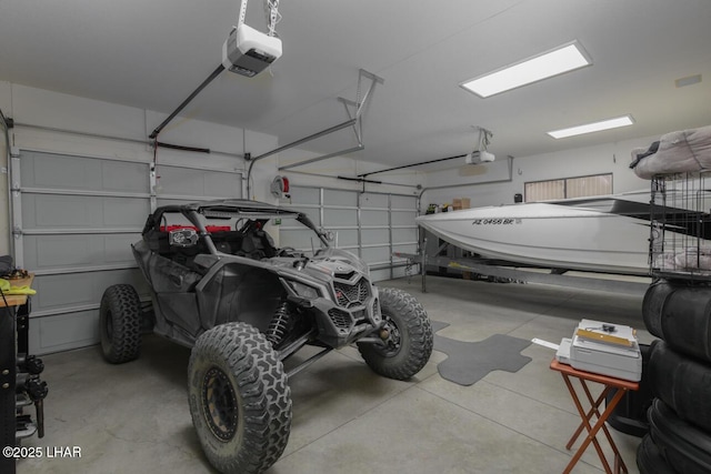 garage with a garage door opener
