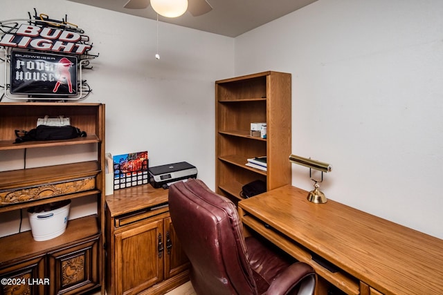 home office with ceiling fan