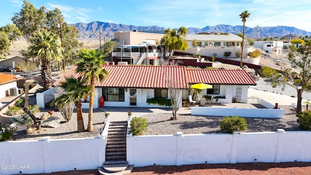 exterior space featuring a mountain view