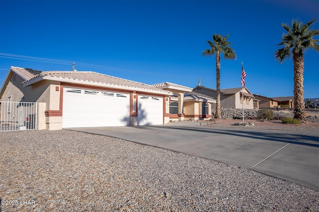 single story home with a garage