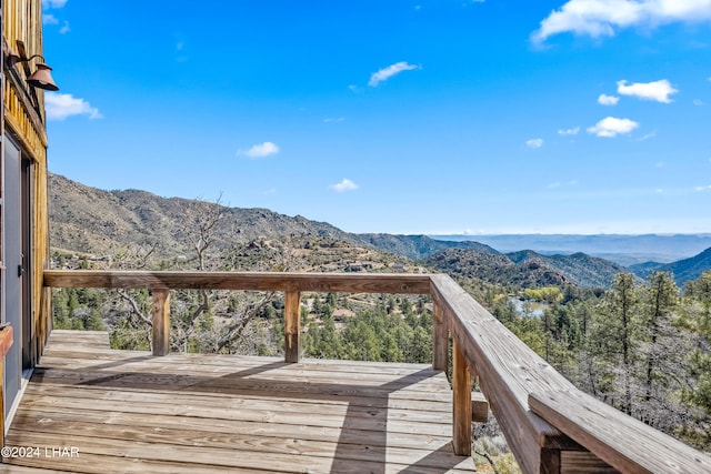 deck with a mountain view