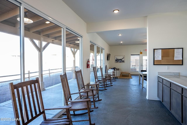 dining room featuring beam ceiling