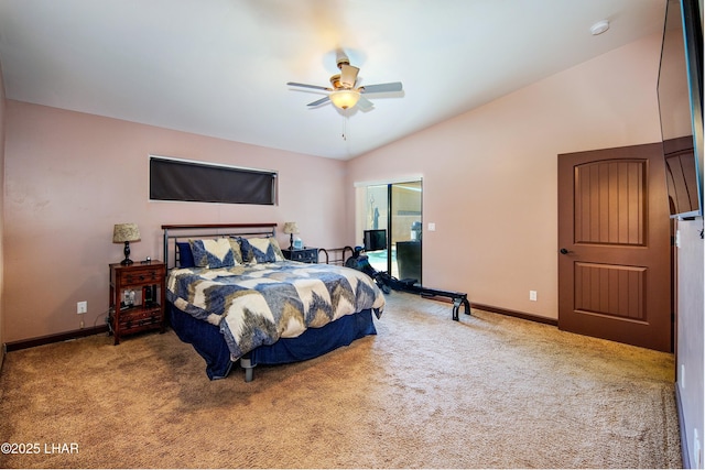 2930 Poseidon Ln, Lake Havasu City, AZ 86404 - bedroom with carpet, lofted ceiling, baseboards, and ceiling fan