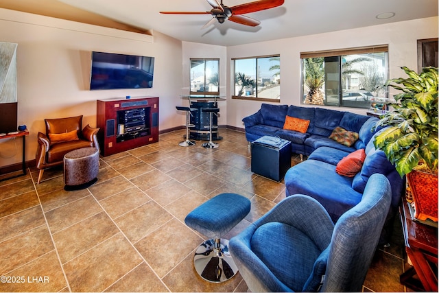 2930 Poseidon Ln, Lake Havasu City, AZ 86404 - tiled living area featuring healthy amount of natural light, a ceiling fan, and baseboards