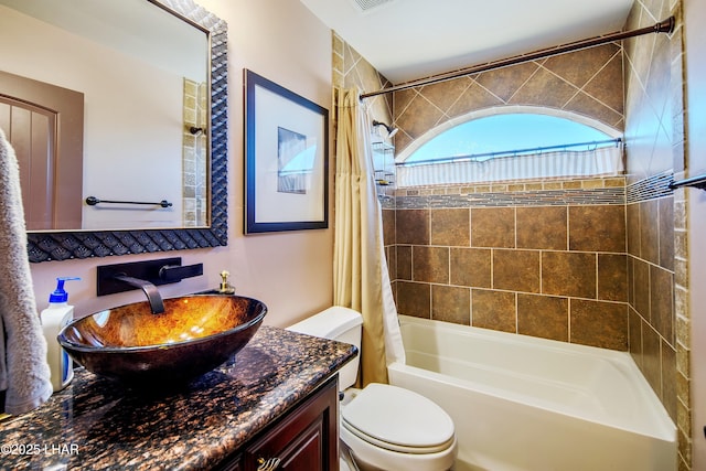 2930 Poseidon Ln, Lake Havasu City, AZ 86404 - full bath with vanity, shower / bathtub combination with curtain, and toilet