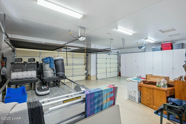 garage with a garage door opener