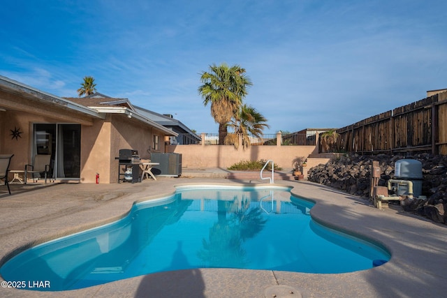 view of pool with a patio and grilling area