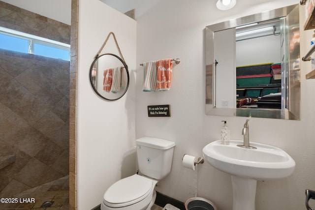 full bath with toilet and a walk in shower