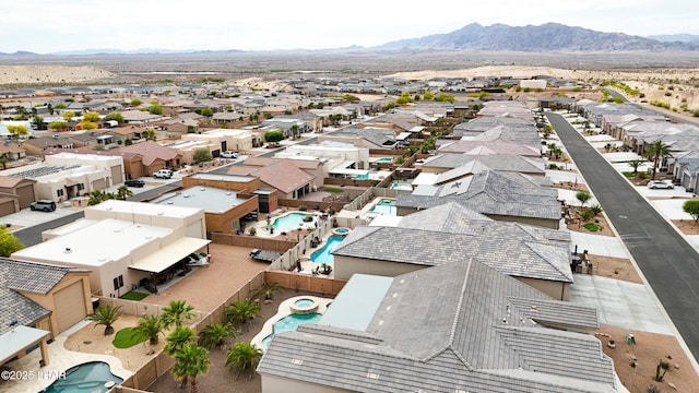 aerial view with a residential view and a mountain view