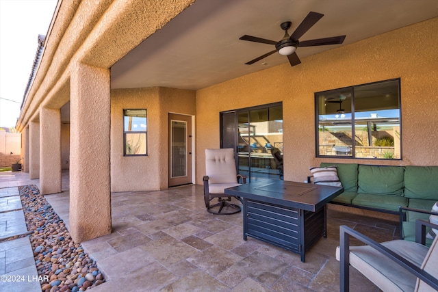 view of patio / terrace featuring an outdoor hangout area and ceiling fan