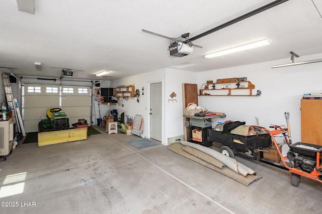 garage with a garage door opener