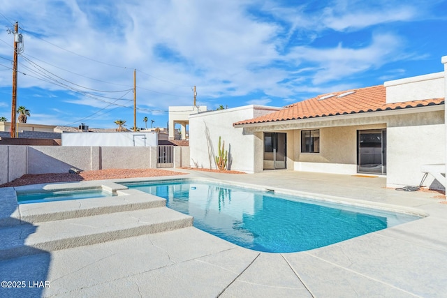 1921 Burgundy Ln, Lake Havasu City, AZ 86404 - view of pool with fence private yard, a gate, a pool with connected hot tub, and a patio