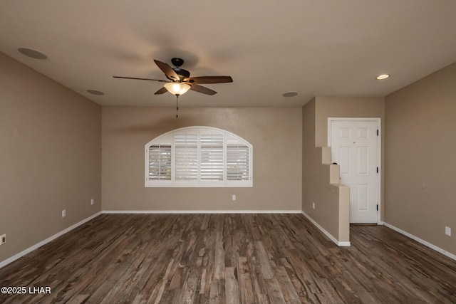 679 Apache Dr, Lake Havasu City, AZ 86406 - empty room featuring ceiling fan, dark wood-style floors, and recessed lighting
