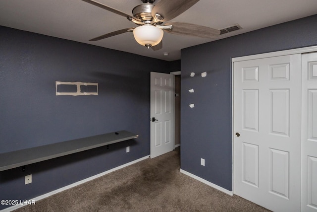 679 Apache Dr, Lake Havasu City, AZ 86406 - unfurnished bedroom with carpet, a closet, and a ceiling fan