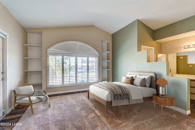 1650 Smoketree Ave Unit 202, Lake Havasu City, AZ 86403 - bedroom with carpet flooring and vaulted ceiling