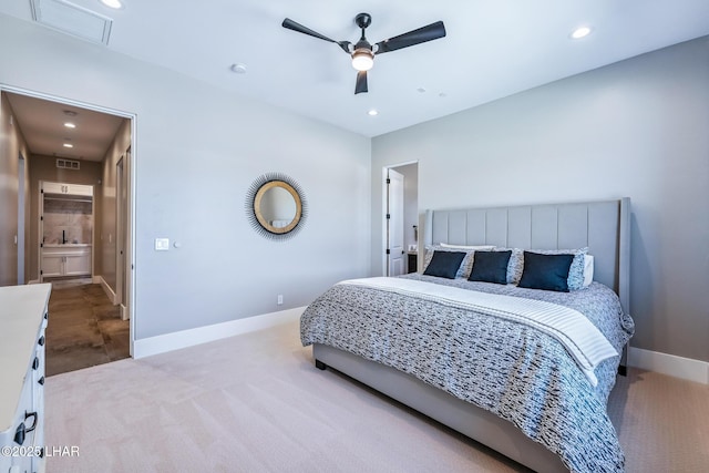 816 Isola Bella Loop, Lake Havasu City, AZ 86403 - bedroom with carpet flooring, recessed lighting, and ceiling fan
