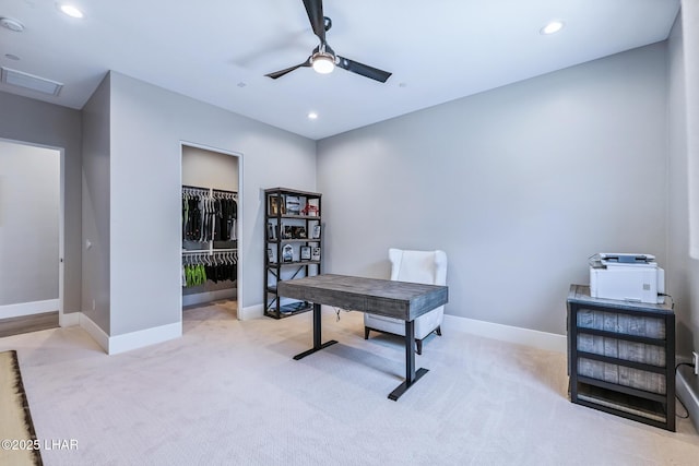 816 Isola Bella Loop, Lake Havasu City, AZ 86403 - office featuring a ceiling fan, carpet flooring, and recessed lighting