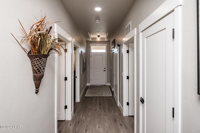 hall featuring light hardwood / wood-style floors