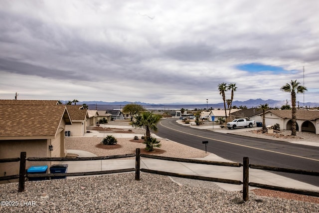 view of street with a mountain view