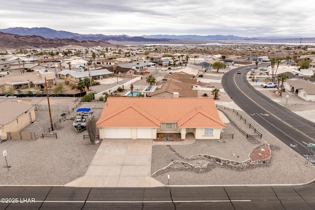 drone / aerial view with a mountain view