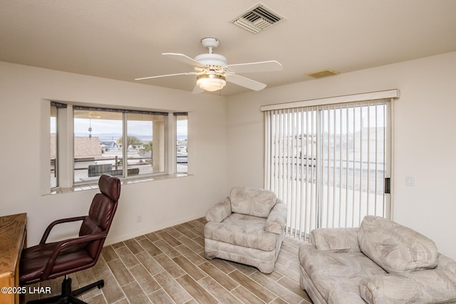 home office featuring ceiling fan