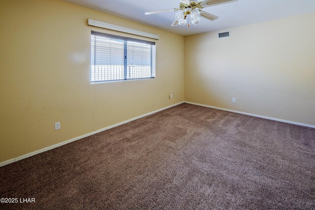 8731 Yaqui, Parker, AZ 85344 - empty room with a ceiling fan, carpet, baseboards, and visible vents