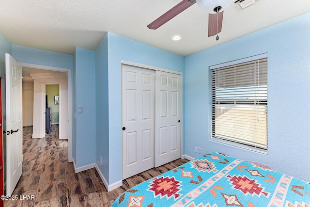 875 Wallingford Pl, Lake Havasu City, AZ 86406 - bedroom with wood finished floors, a closet, ceiling fan, and recessed lighting