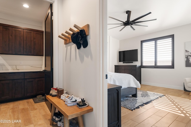 bedroom featuring light hardwood / wood-style floors