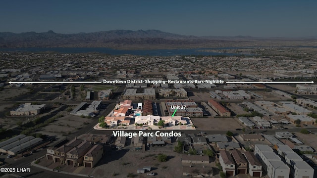2095 Mesquite Ave Unit 27, Lake Havasu City, AZ 86403 - aerial view of property and surrounding area with a mountainous background and nearby suburban area