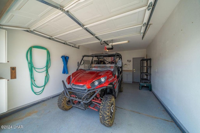 garage with a garage door opener