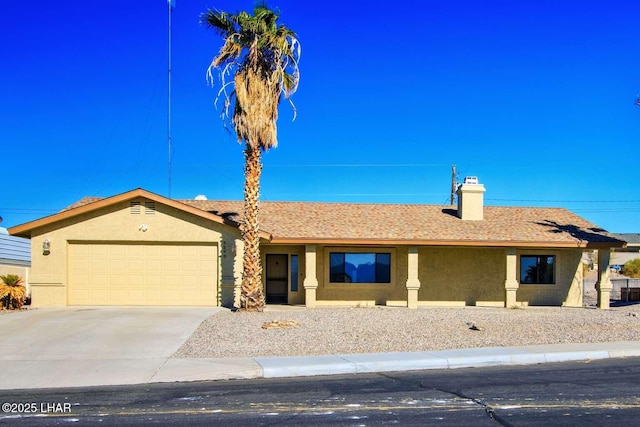 single story home with a garage