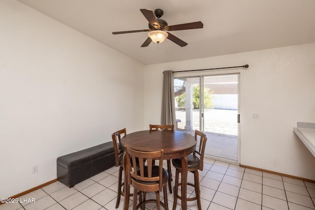 2130 Smoketree Ave N, Lake Havasu City, AZ 86403 - dining space featuring light tile patterned flooring, ceiling fan, and baseboards